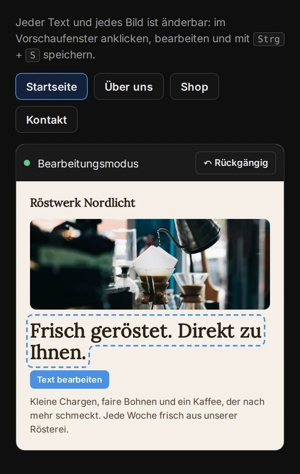 Prometheus Demo am Handy: Live-Bearbeitung direkt auf der Seite