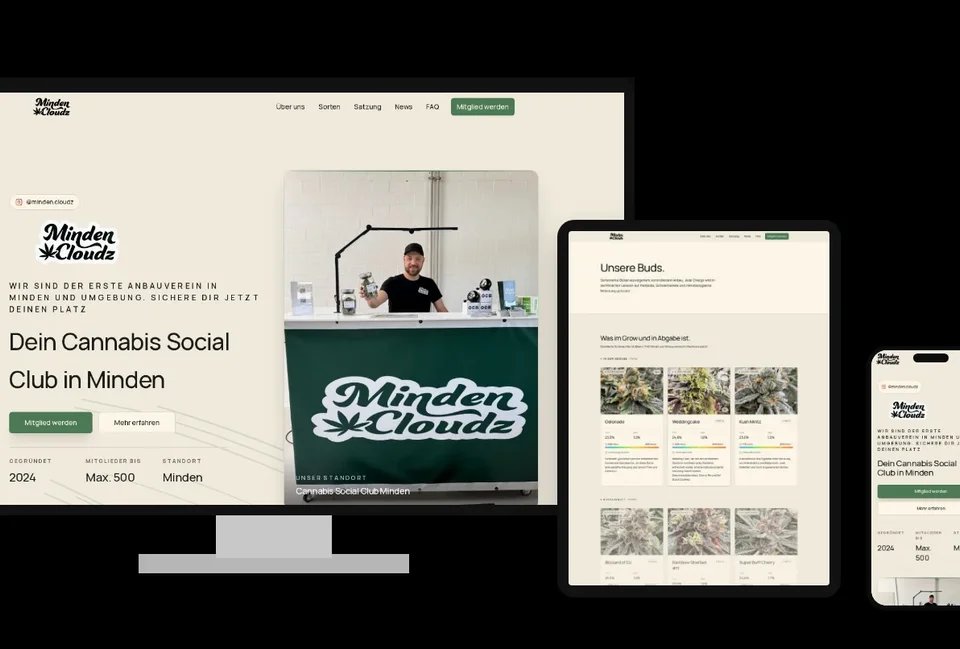 Website minden-cloudz auf verschiedenen Geräten