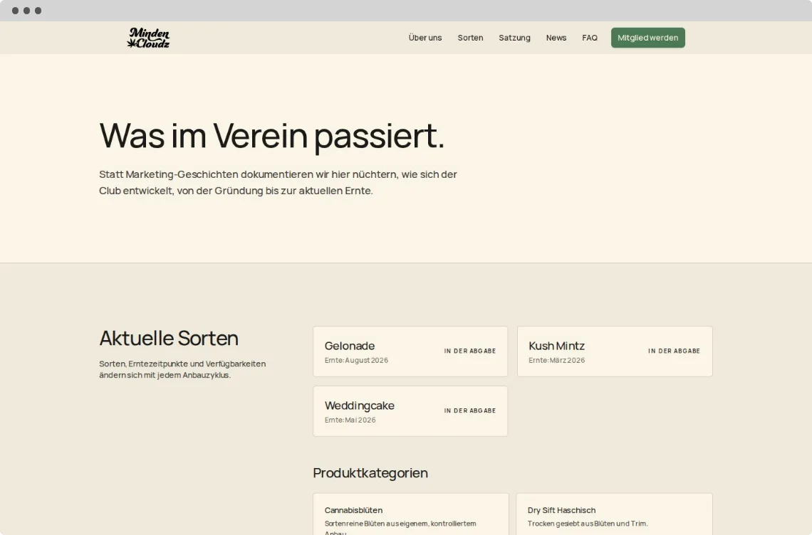 Neuigkeiten und Termine auf der Website minden-cloudz