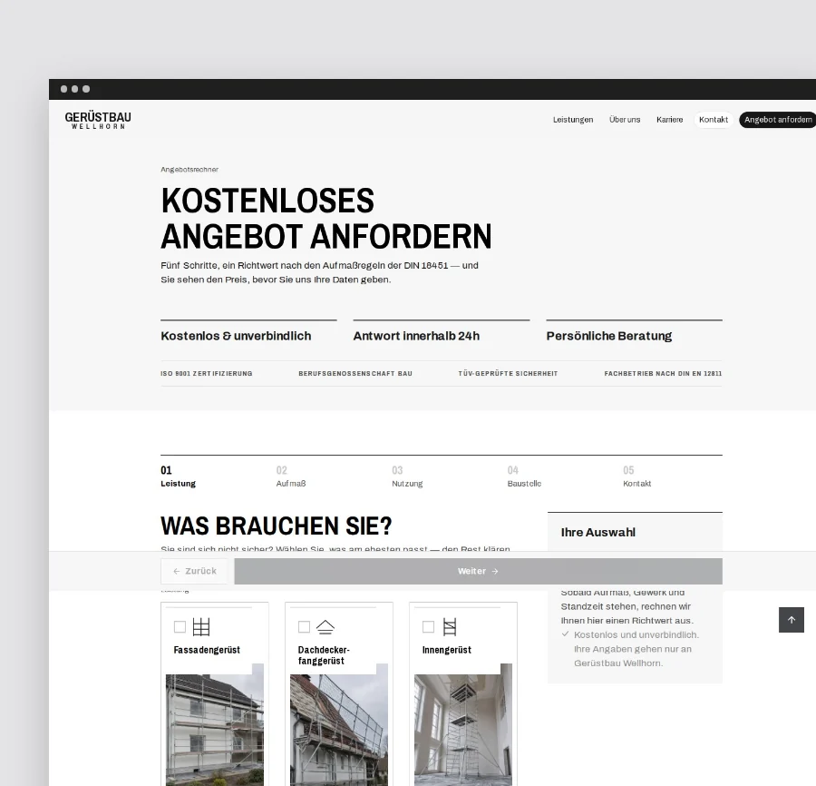 Website Gerüstbau Wellhorn