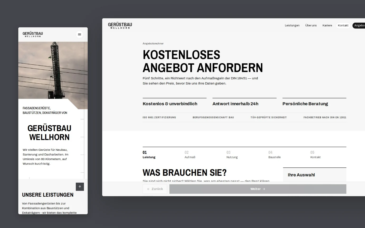 Startseite: Gerüstbau Wellhorn (Konzeptprojekt)