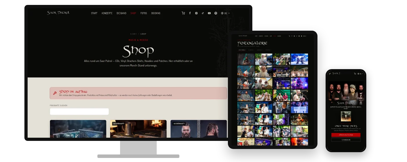 Eine Website von AV Webdesign auf verschiedenen Bildschirmgrößen