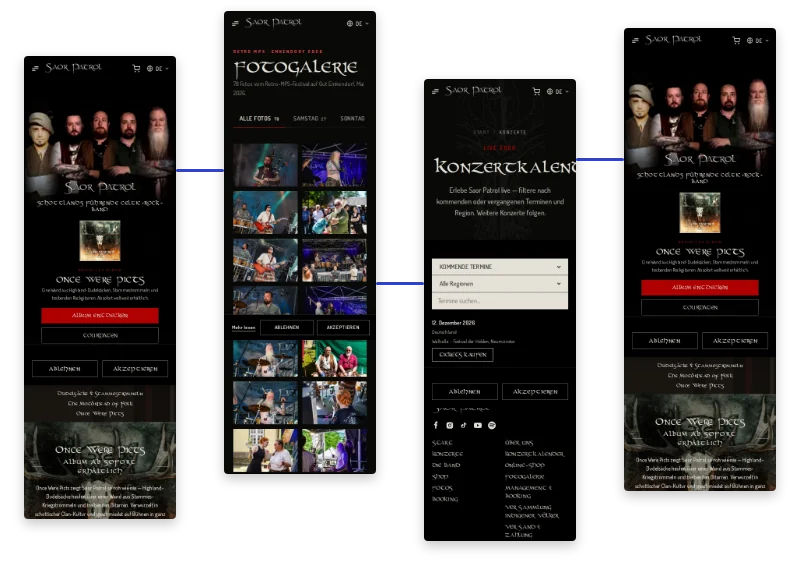 Website Saor Patrol, mobile Ansicht