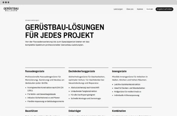 Website von Gerüstbau Wellhorn
