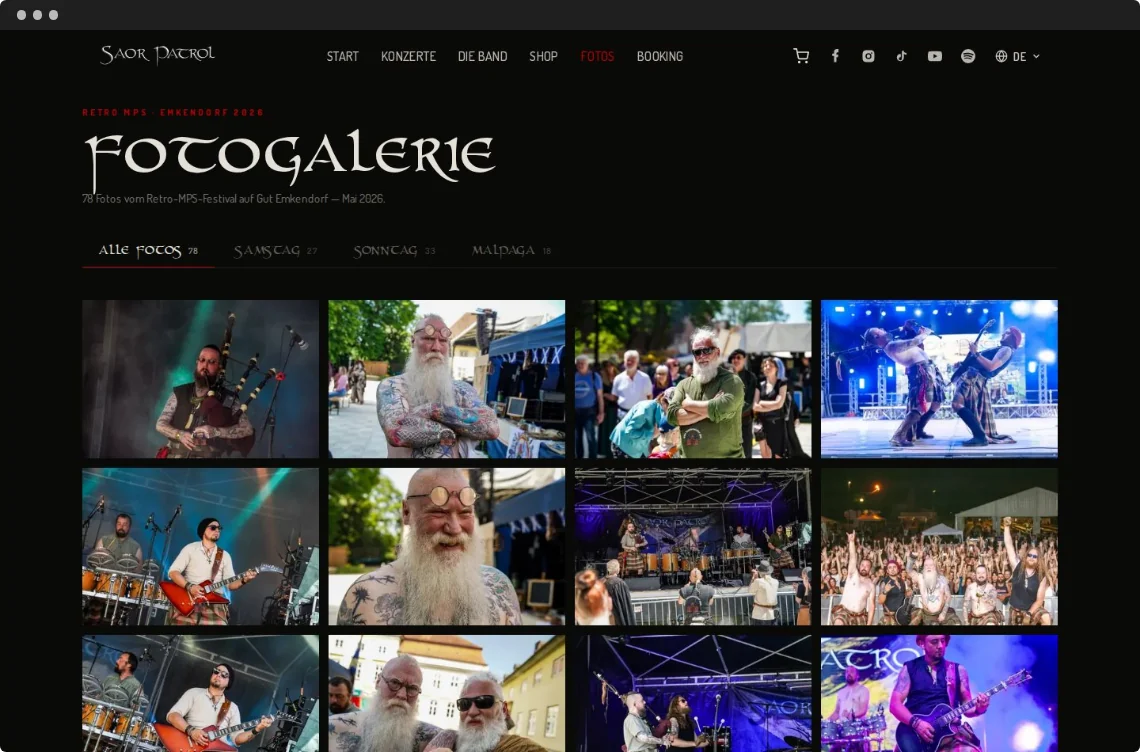 Fotogalerie auf der Website von Saor Patrol