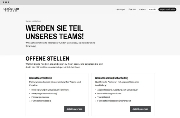 Website von Gerüstbau Wellhorn
