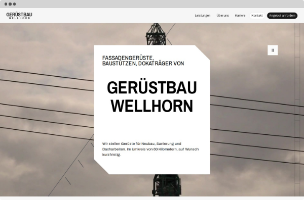 Website von Gerüstbau Wellhorn