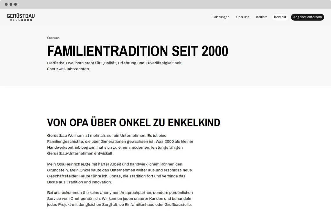Website von Gerüstbau Wellhorn